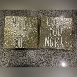 Decor- sparkly gold canvases